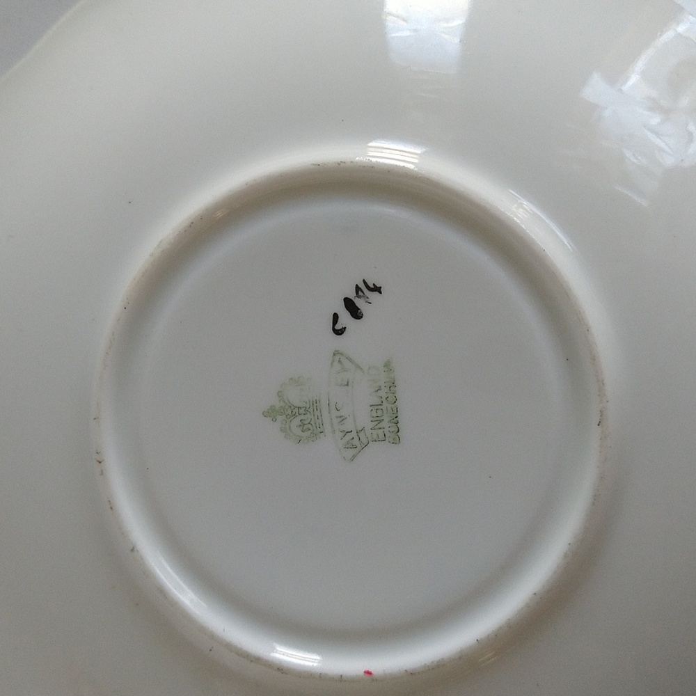 Aynsley Bone China Cobalt Blue & Gold Pink Cabbage Rose Teacup & Saucer C894 - Picture 7 of 7